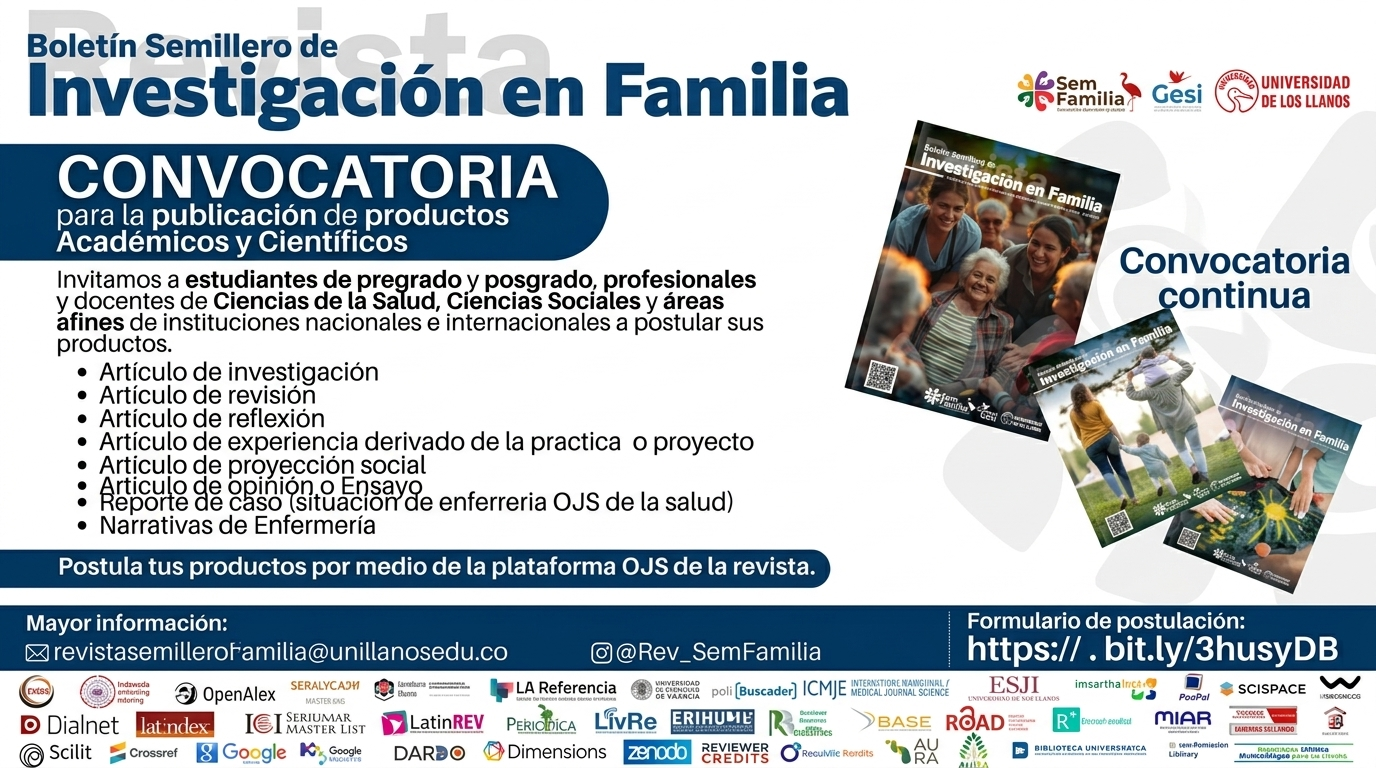  ¡Publica tu trabajo en el Boletín Semillero de Investigación en Familia!